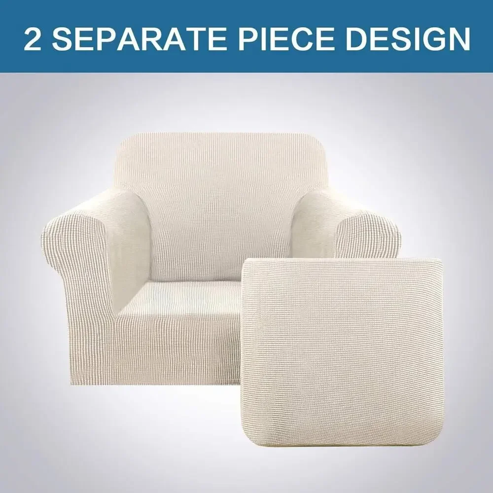 Gray 2 Piece Chair Cover Chair Slipcover for Living Room Stretch Armchair Cover